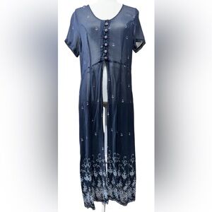 Vintage Victoria Holley Rayon Black Sheer Dress Duster | Women’s XL